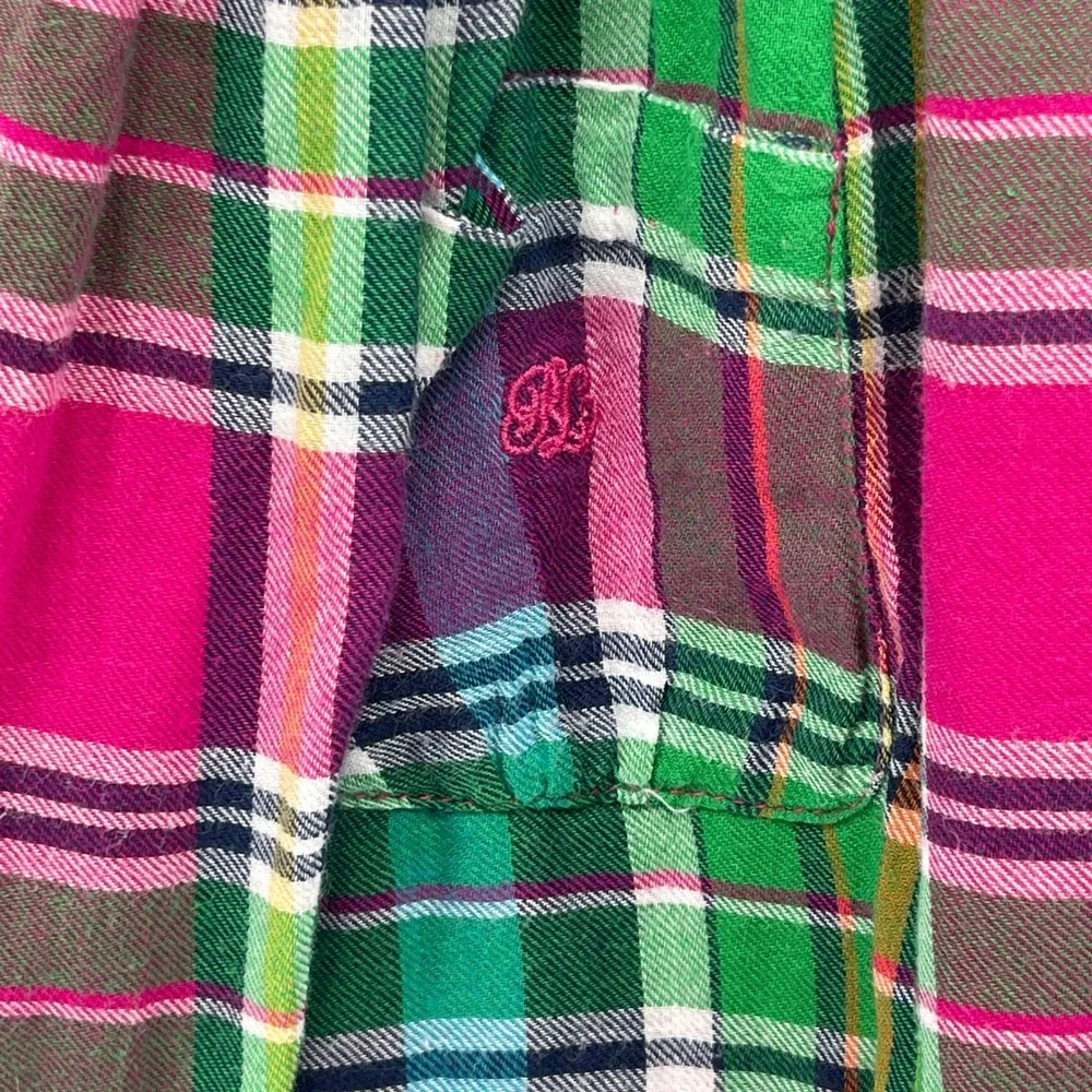 Ralph Lauren Girls Plaid Ruffle Dress Long Sleeve Pink‎ Green 12M